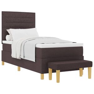 vidaXL Box spring seng med hovedg&aelig;rde M&oslash;rkebrun 200 x 90 cm Stof
