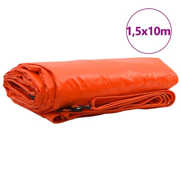vidaXL Tarpaulin 650g / m&sup2; Orange 1,5 x 10 m L&aelig;rred med PVC-bel&aelig;gning
