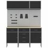 vidaXL Arbejds skab S&aelig;t med skuffe med opbevaring med l&aring;s 8 pcs Sort