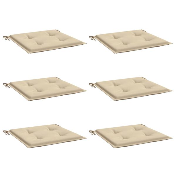 vidaXL hynder til havestol 6 stk. 40x40x4 cm oxfordstof beige