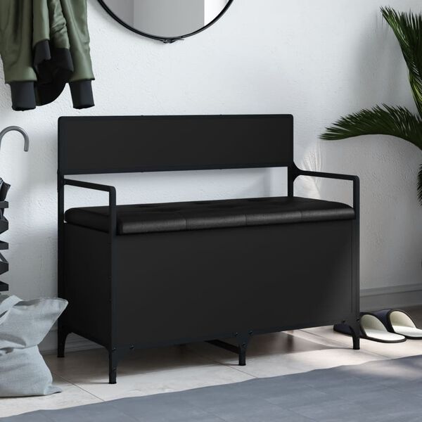 vidaXL opbevaringsb&aelig;nk 85,5x42x73,5 cm konstrueret tr&aelig; sort