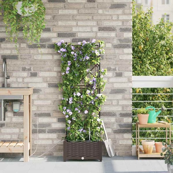 vidaXL Have Blomsterkrukke Brun 40 x 40 x 126 cm St&aring;l