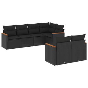 vidaXL sofas&aelig;t til haven 7 dele med hynder polyrattan sort