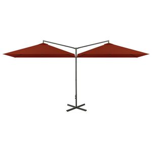 vidaXL dobbelt parasol 600x300 cm st&aring;lstang terracottafarvet