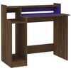 vidaXL skrivebord med LED-lys 97x45x90 cm konstrueret tr&aelig; brun eg
