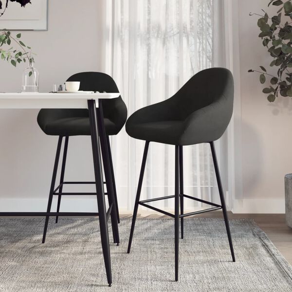 vidaXL barstole 2 stk. fløjl sort