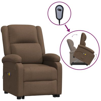 vidaXL løftestol med massagefunktion stof brun