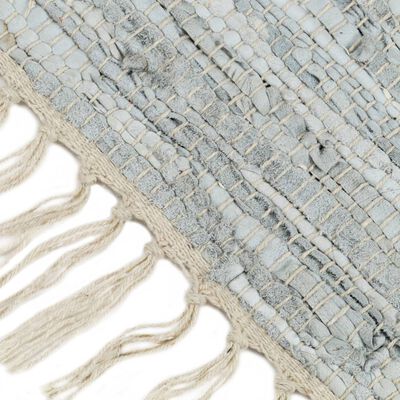 vidaXL håndvævet chindi-tæppe læder 80 x 160 cm lysegrå