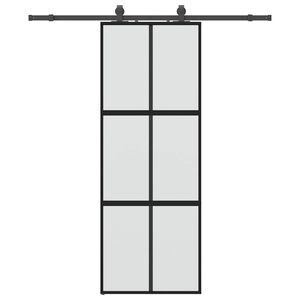 vidaXL skyded&oslash;r med hardwares&aelig;t 76x205 cm h&aelig;rdet glas sort