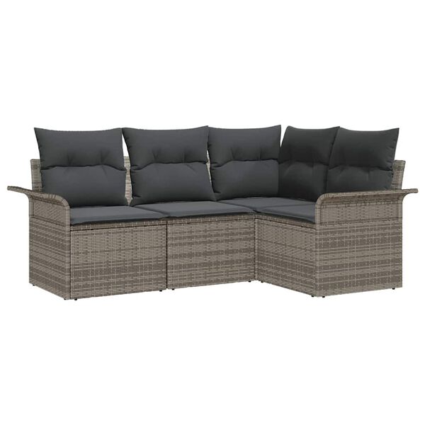 vidaXL Havesofa S&aelig;t med opbevaring 4 pcs Gr&aring; polyrattan