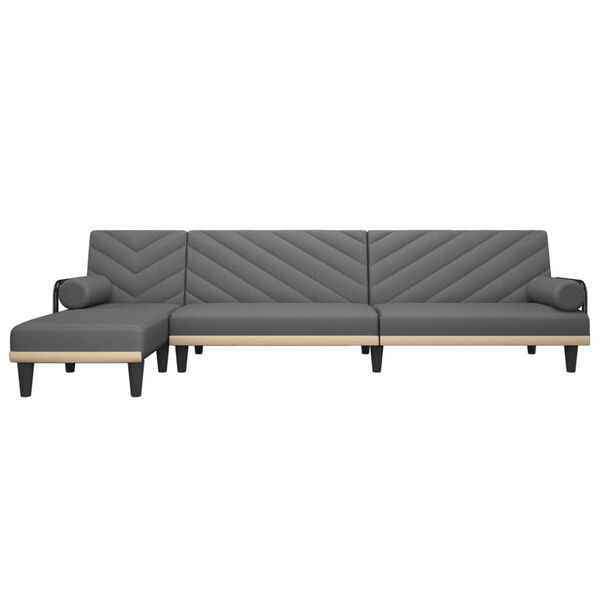 vidaXL L-formet sovesofa 260x140x70 cm stof m&oslash;rkegr&aring;