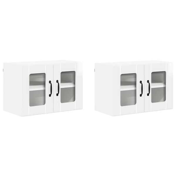 vidaXL K&oslash;kkenskab 2 pcs H&oslash;j gloss hvid 60 x 31 x 40 cm Konstrueret tr&aelig;