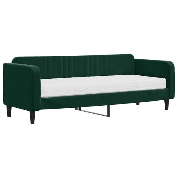 vidaXL daybed med madras 80x200 cm velour m&oslash;rkegr&oslash;n