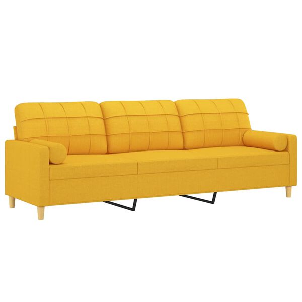 vidaXL 3-personers sofa med puder og hynder 210 cm stof lysegul