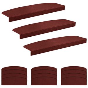 vidaXL Trinm&aring;tter 15 stk. 56 x 17 x 3 cm Bordeaux Polyester halvrund