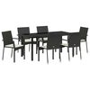 vidaXL Have Spisebordss&aelig;t med pude 7 pcs Sort polyrattan