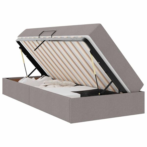 vidaXL Seng med opbevaring og madras Gr&aring;brun 90 x 190 cm Polyester