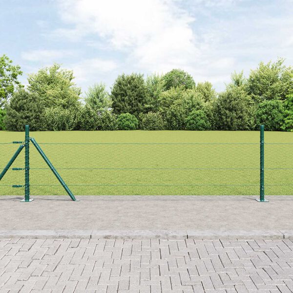 vidaXL Hegnspæl Grøn 10 x 0,5 m (25 mm mesh) Stål og PVC