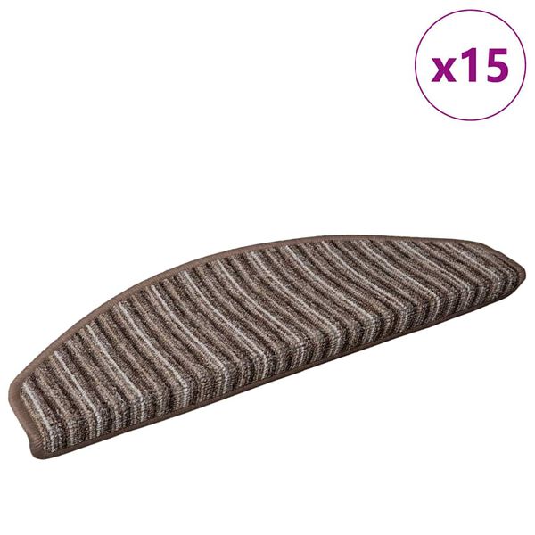 vidaXL Selvkl&aelig;bende Trappem&aring;tter 15 pcs Brun 65 x 21 x 4 cm