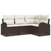 vidaXL Havesofa S&aelig;t med pude 4 pcs Brun og hvid polyrattan