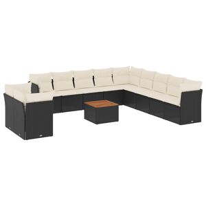 vidaXL sofas&aelig;t til haven 12 dele med hynder polyrattan sort