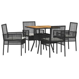 vidaXL Have Spisebordss&aelig;t 5 pcs Sort polyrattan