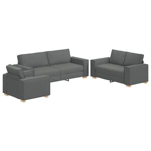 vidaXL Sofa 3 pcs M&oslash;rkegr&aring; 220 x 80 x 84 cm Linned-blandet stof