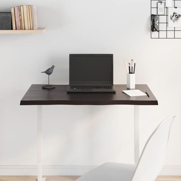 vidaXL bordplade 80x40x2 cm naturlig kant behandlet egetr&aelig; m&oslash;rkebrun