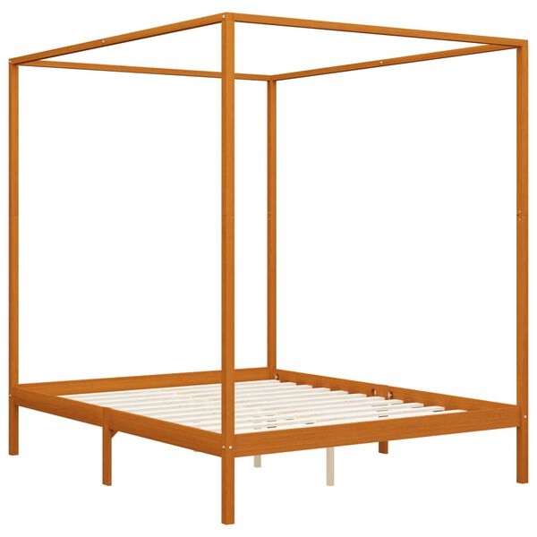 vidaXL sengestel til himmelseng med 4 skuffer 160x200 cm fyrretræ