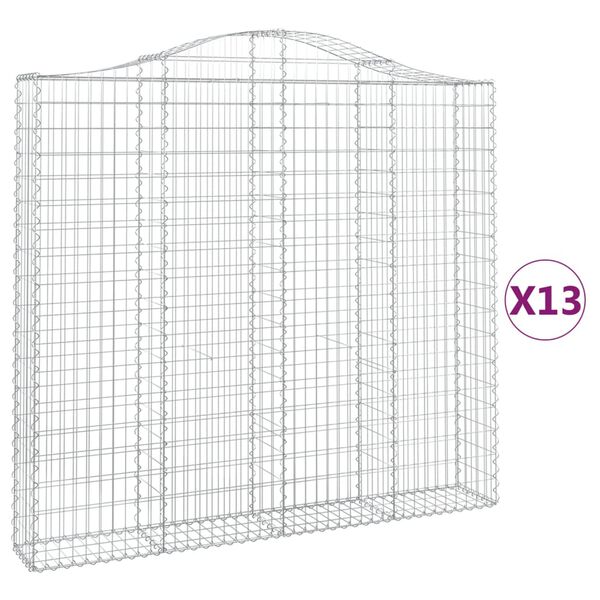 vidaXL buede gabionkurve 13 stk. 200x30x180/200 cm galvaniseret jern