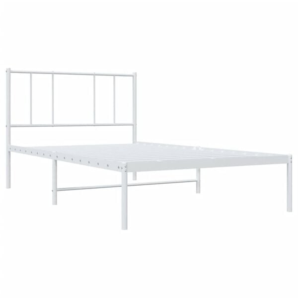 vidaXL sengeramme med sengegavl 90x200 cm metal hvid