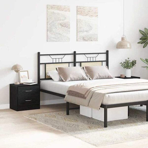 vidaXL sengeborde 2 stk. 40x30x40 cm konstrueret tr&aelig; sort egetr&aelig;sfarve