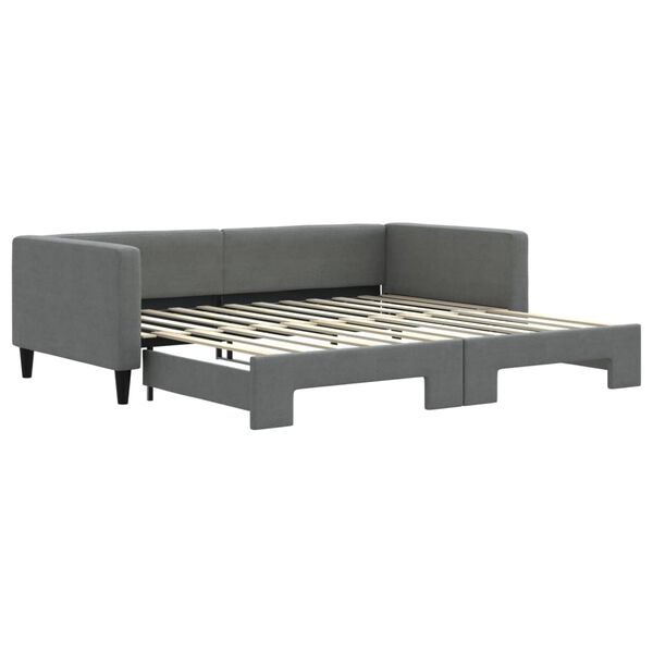 vidaXL daybed med udtr&aelig;k 100x200 cm stof m&oslash;rkegr&aring;