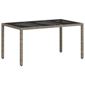 vidaXL havebord med glastop 150x90x75 cm polyrattan lysegr&aring;