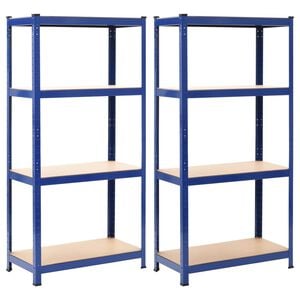 vidaXL opbevaringsreoler 2 stk. 80x40x160 cm st&aring;l og MDF bl&aring;