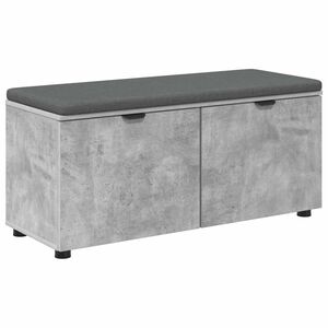 vidaXL Hallb&aelig;nk med d&oslash;r BetonGr&aring; 100 x 38 x 46 cm Kunstigt tr&aelig; og stof