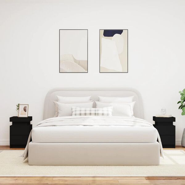 vidaXL sengeborde 2 stk. med LED-lys 35x39x55 cm sort