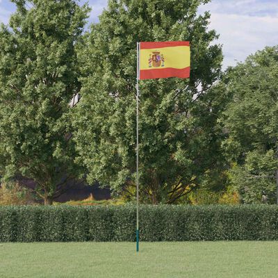 vidaXL Spanien flag og flagstang 5,55 m aluminium