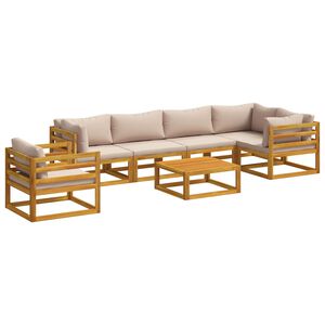 vidaXL Sofa S&aelig;t 7 stk. Naturfarvet Massivt Akacietr&aelig;