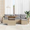 vidaXL Havesofa S&aelig;t med opbevaring 6 pcs Beige Poly rattan