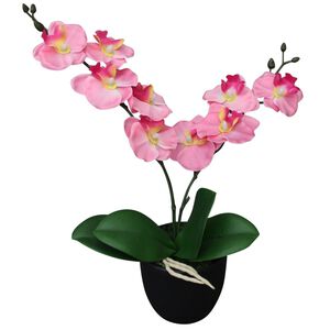 vidaXL kunstig orkid&eacute;plante med urtepotte 30 cm pink