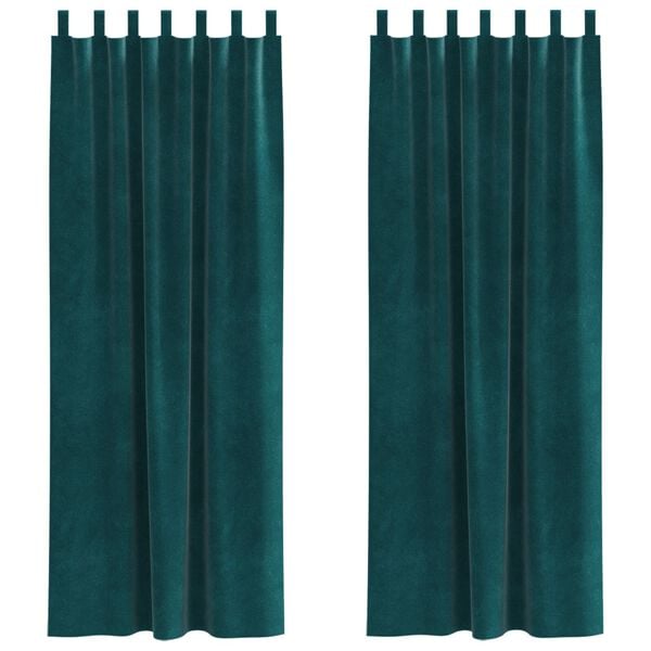 vidaXL Mørklægningsgardiner 2 pcs Mørkegrøn 140 x 260 cm Fløjl