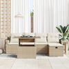 vidaXL Havesofa S&aelig;t med pude med opbevaring 6 pcs Beige Poly rattan