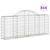 vidaXL buede gabionkurve 14 stk. 200x30x80/100 cm galvaniseret jern