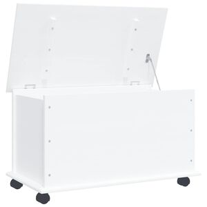 vidaXL opbevaringskasse med hjul ALTA 73x39,5x43 cm massivt tr&aelig; hvid