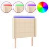 vidaXL sengegavl med LED-lys 83x16x118/128 cm stof cremefarvet