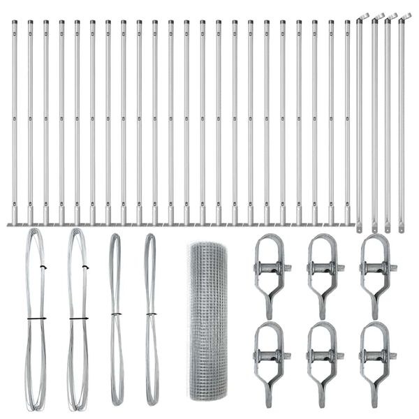 vidaXL Hegnsp&aelig;l S&oslash;lv 50 x 1 m (12 x 12 mm net) St&aring;l