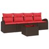 vidaXL Havesofa S&aelig;t 5 stk. 4-Antal s&aelig;der Beige og R&oslash;d polyrattan