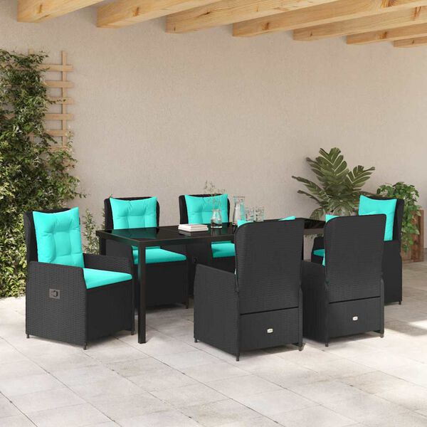 vidaXL Have Spisebordss&aelig;t 7 pcs Sort Poly rattan