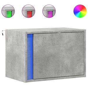 vidaXL v&aelig;gh&aelig;ngt sengebord med LED-lys betongr&aring;